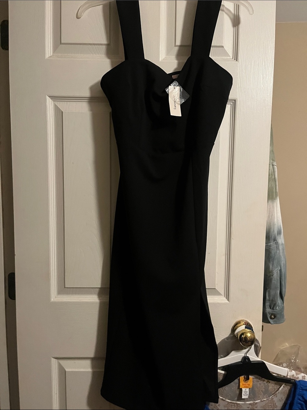 Francesca's Collections Black Square-Neck Midi Dress